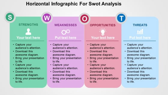 Horizontal Infographic For Swot Analysis PowerPoint Template