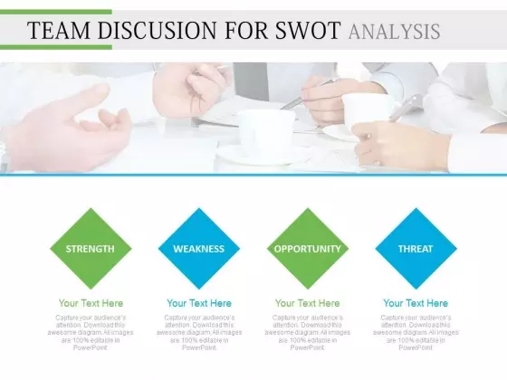 Team Meeting And Swot Analysis Session PowerPoint Slides